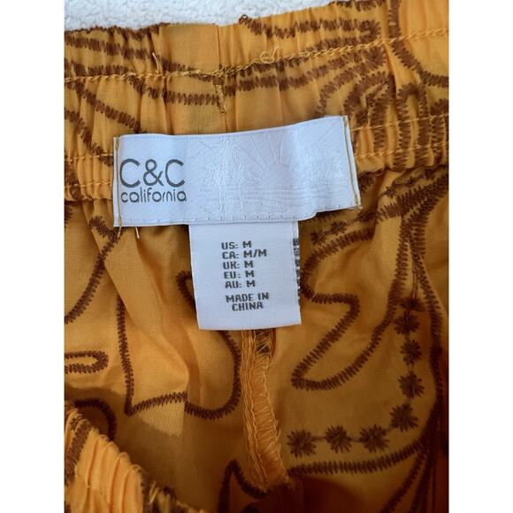 C&C CA Cotton embroidered Marigold Pants restro Artsy Indie festive Boho Sz-M - Picture 7 of 8